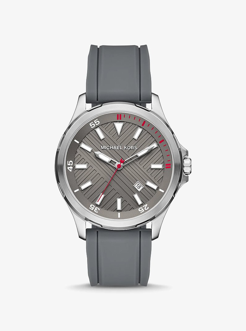 Oversized Bowen Gray-Tone and Silicone Watch in OXBLOOD | Michael Kors