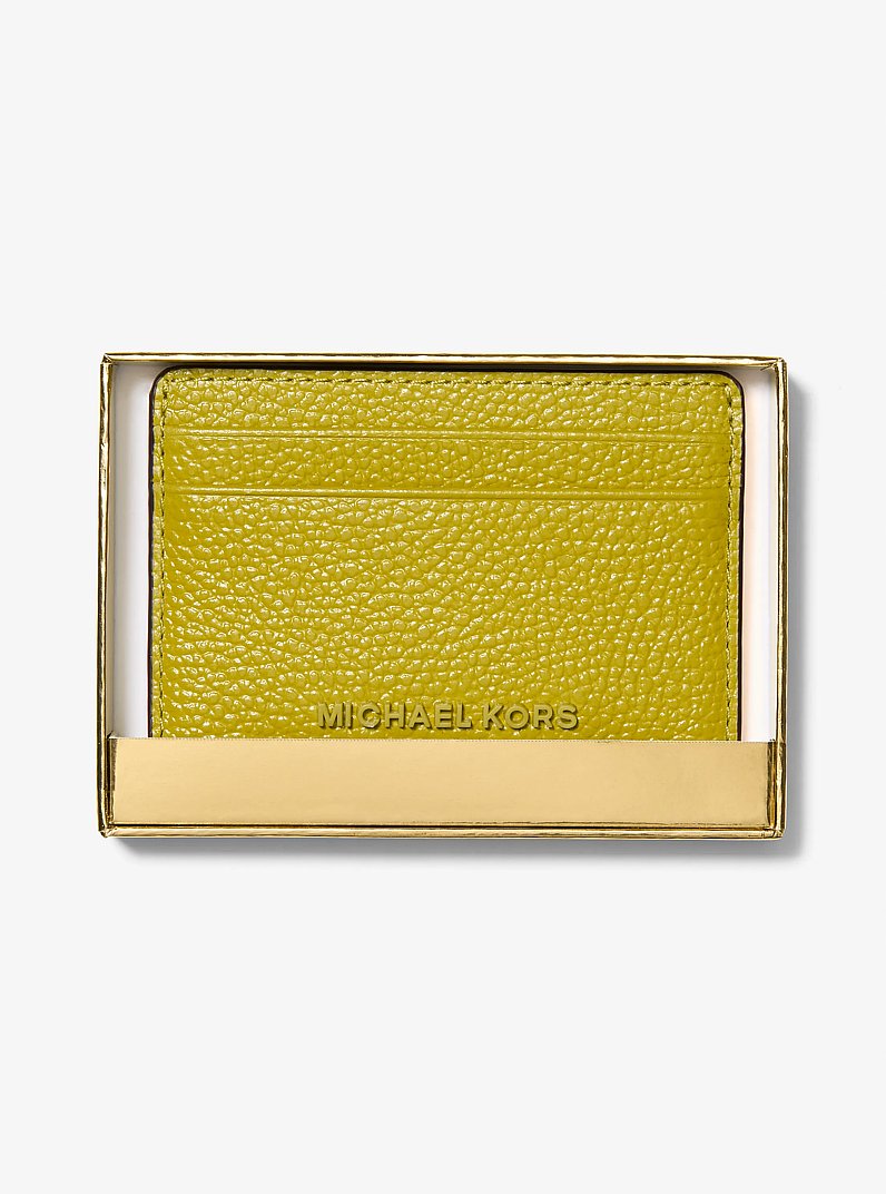 Jet Set Pebbled Leather Card Case in APPLE | Michael Kors