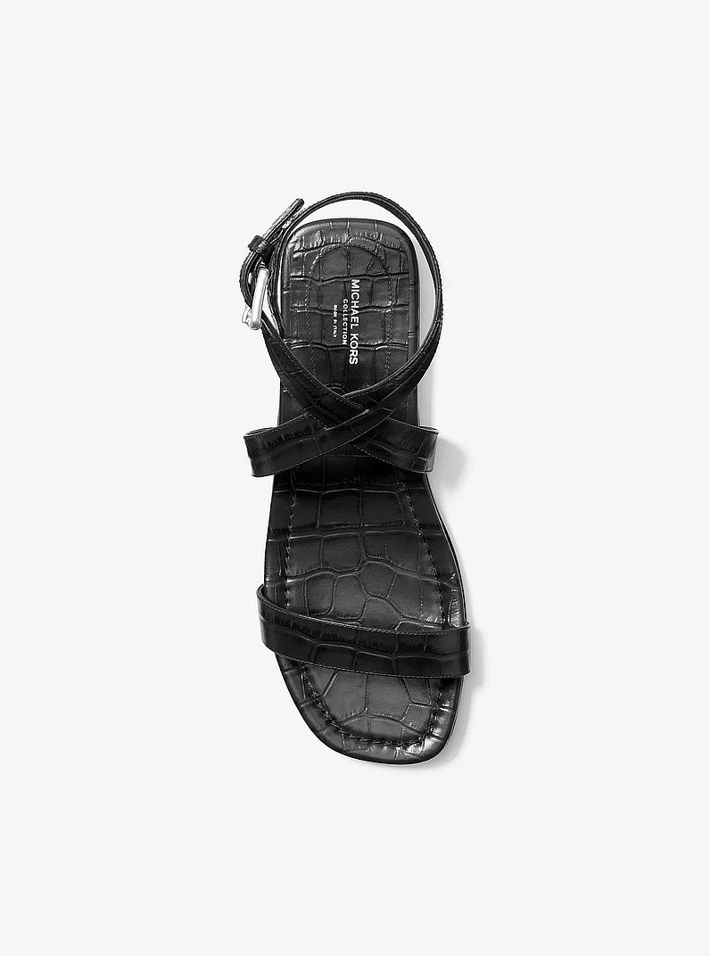 Sandalia Bridgette de piel con motivo de cocodrilo en relieve in NEGRO | Michael Kors