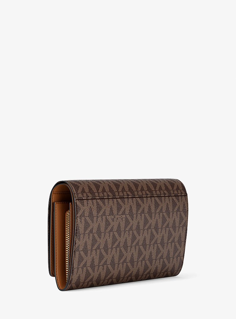 Jet Set Large Signature Logo Wallet in BRN/ACORN | Michael Kors
