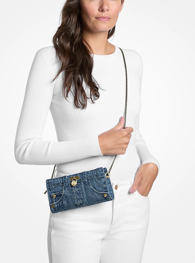Hamilton Moderne Extra-Small Washed Denim Convertible Crossbody Bag in LT VTBLU WSH | Michael Kors