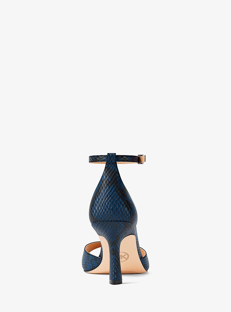 Amali Snake Embossed Sandal in NAVY | Michael Kors