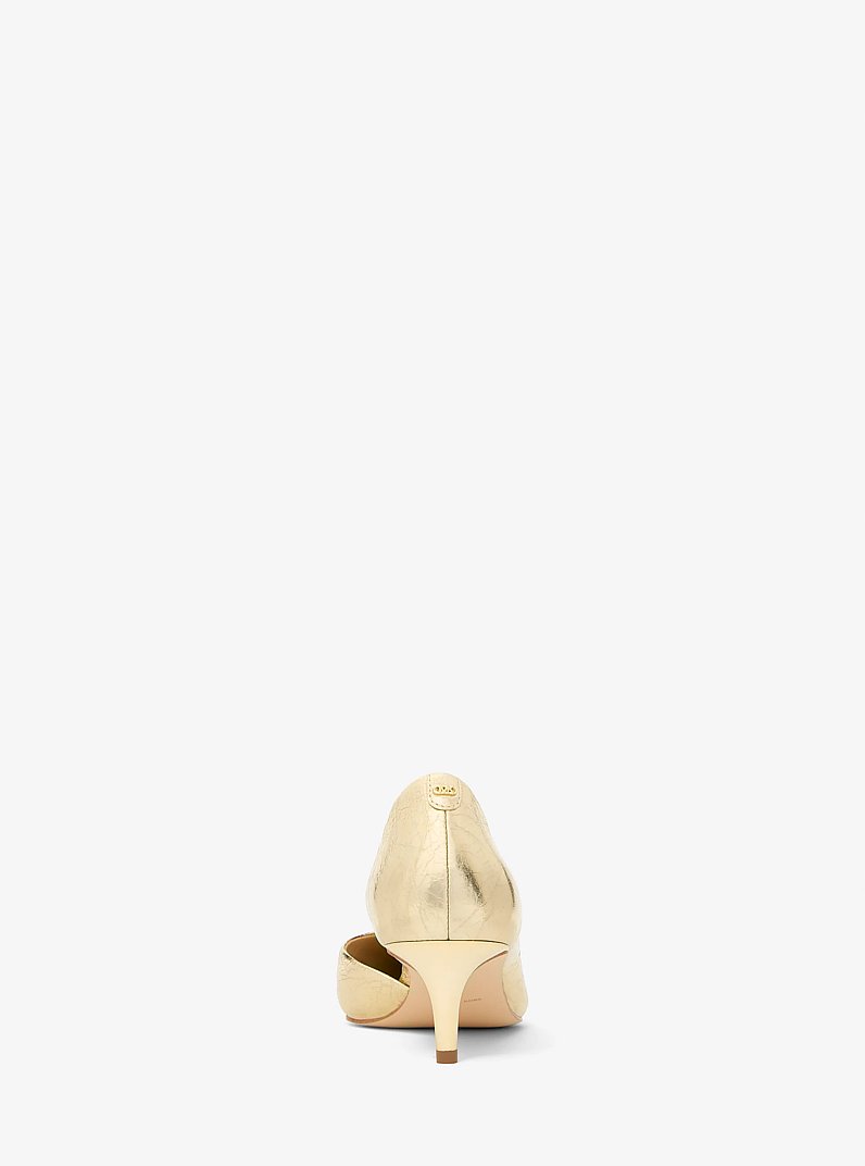 Elyse Crackled Metallic Leather Kitten Pump in PALE GOLD | Michael Kors