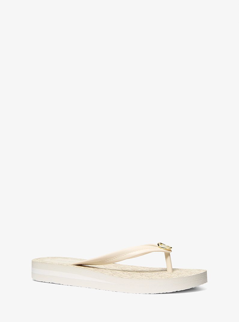 Posie Signature Logo Flip Flop in VANILLA | Michael Kors