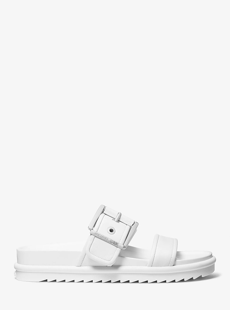 Colby Leather Slide Sandal in OPTIC WHITE | Michael Kors