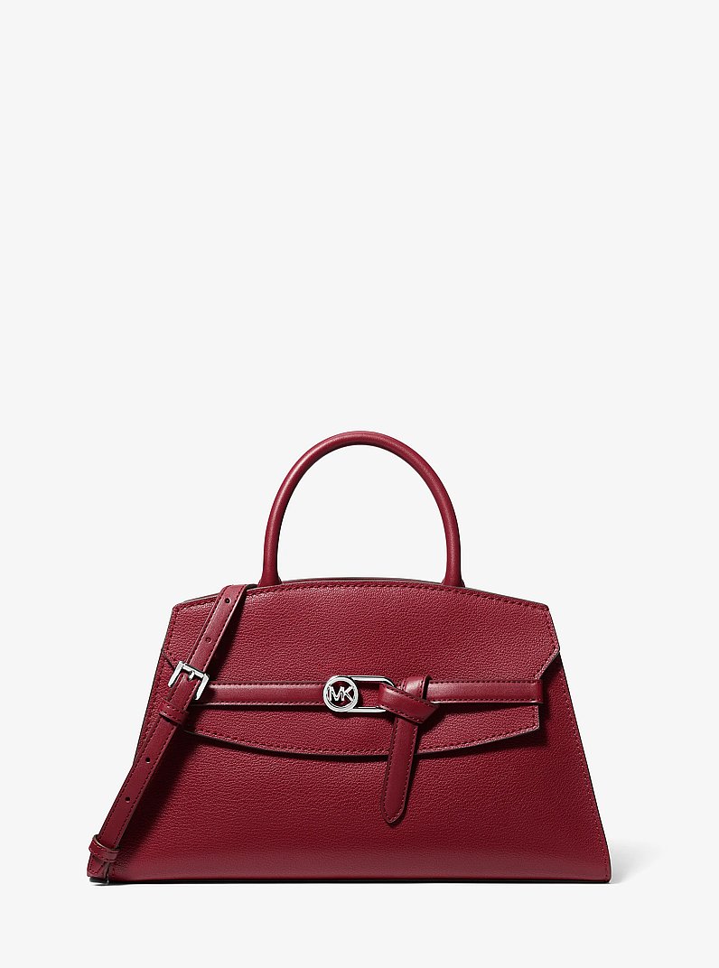 Greta Medium Leather Satchel in MAROON | Michael Kors