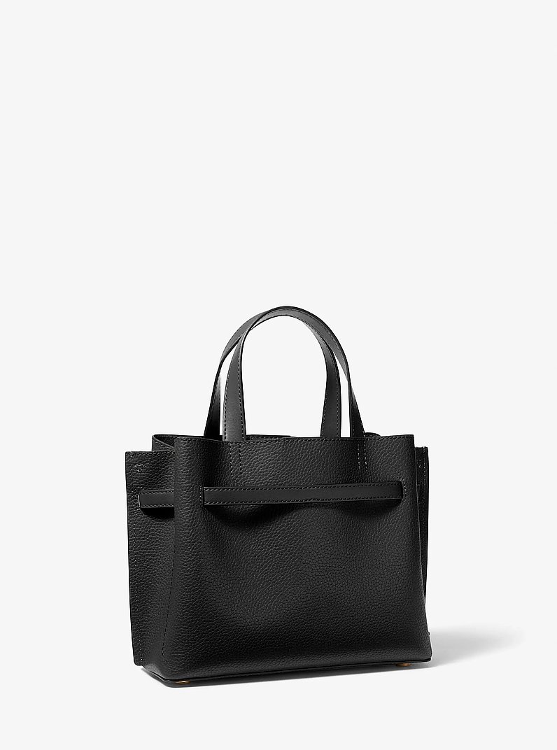 Emilia Small Pebbled Leather Satchel in BLACK | Michael Kors