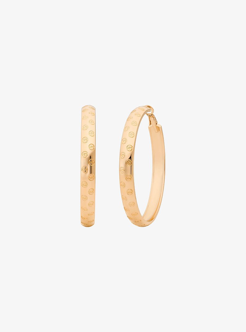 Logo Engraved Hoop Earrings in GOLD | Michael Kors