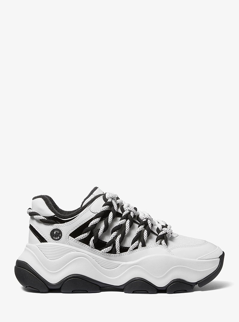 Atlas Cord Mesh and Leather Trainer in OPTIC WHITE | Michael Kors