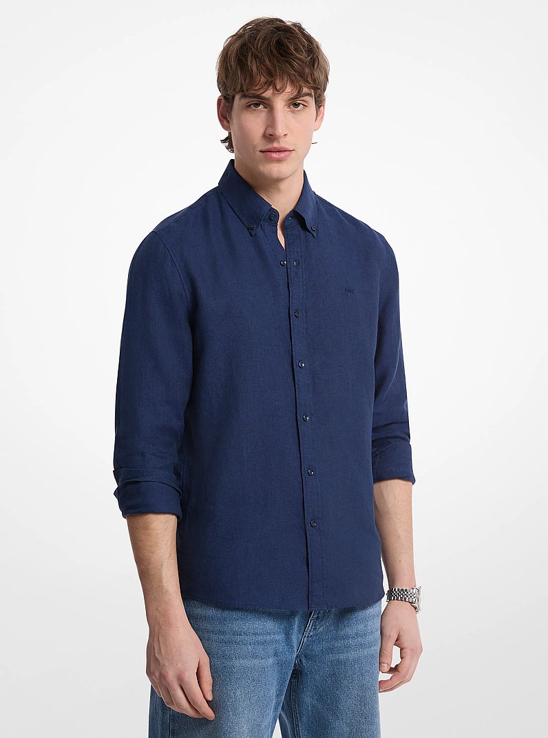 Camisa de lino in DRK MEDIANOCHE | Michael Kors