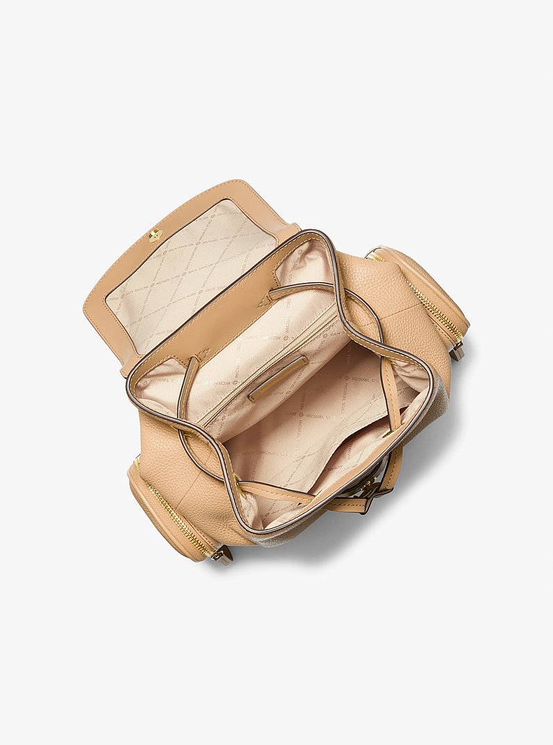 Jet Set Medium Pebbled Leather Backpack in CAMEL | Michael Kors