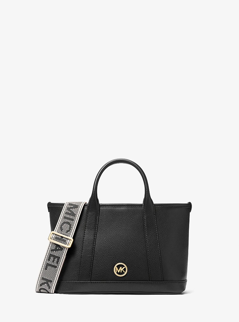 Luisa Small Pebbled Leather Satchel in BLACK | Michael Kors