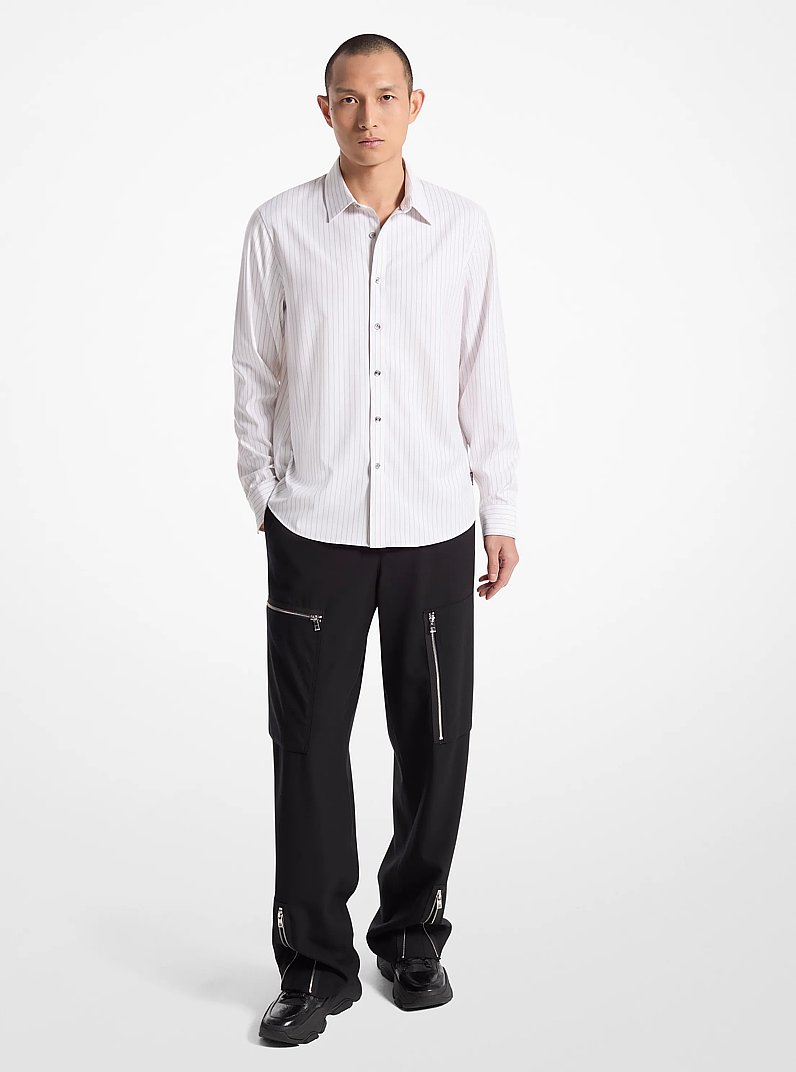 Relaxed-Fit Striped Shirt in WHITE | Michael Kors