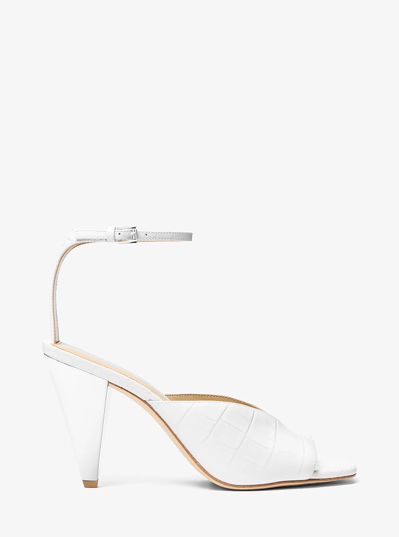 Sandalo Electra in pelle stampa coccodrillo in BIANCO OTTICO | Michael Kors