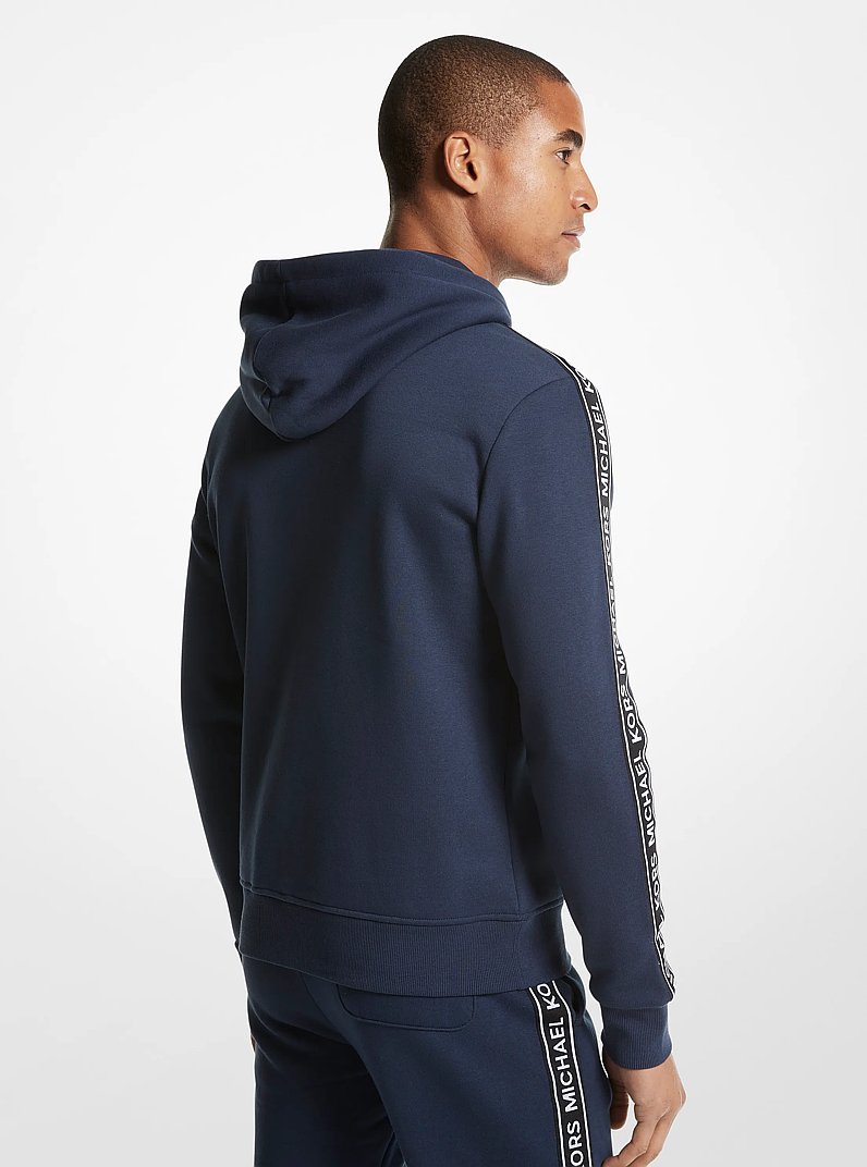 Logo Tape Cotton Blend Zip-Up Hoodie