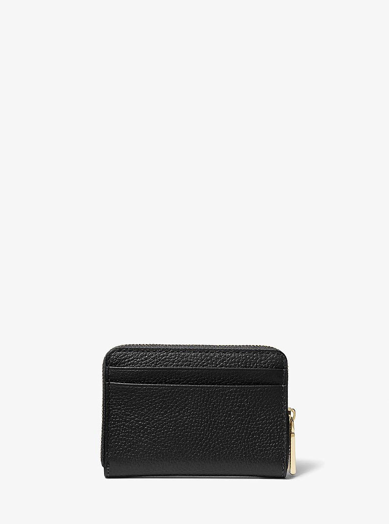 Porta carte di credito zip-around Jet Set piccolo in pelle martellata in NERO | Michael Kors