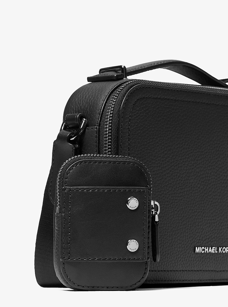 Hudson Pebbled Leather Crossbody Bag in BLACK | Michael Kors