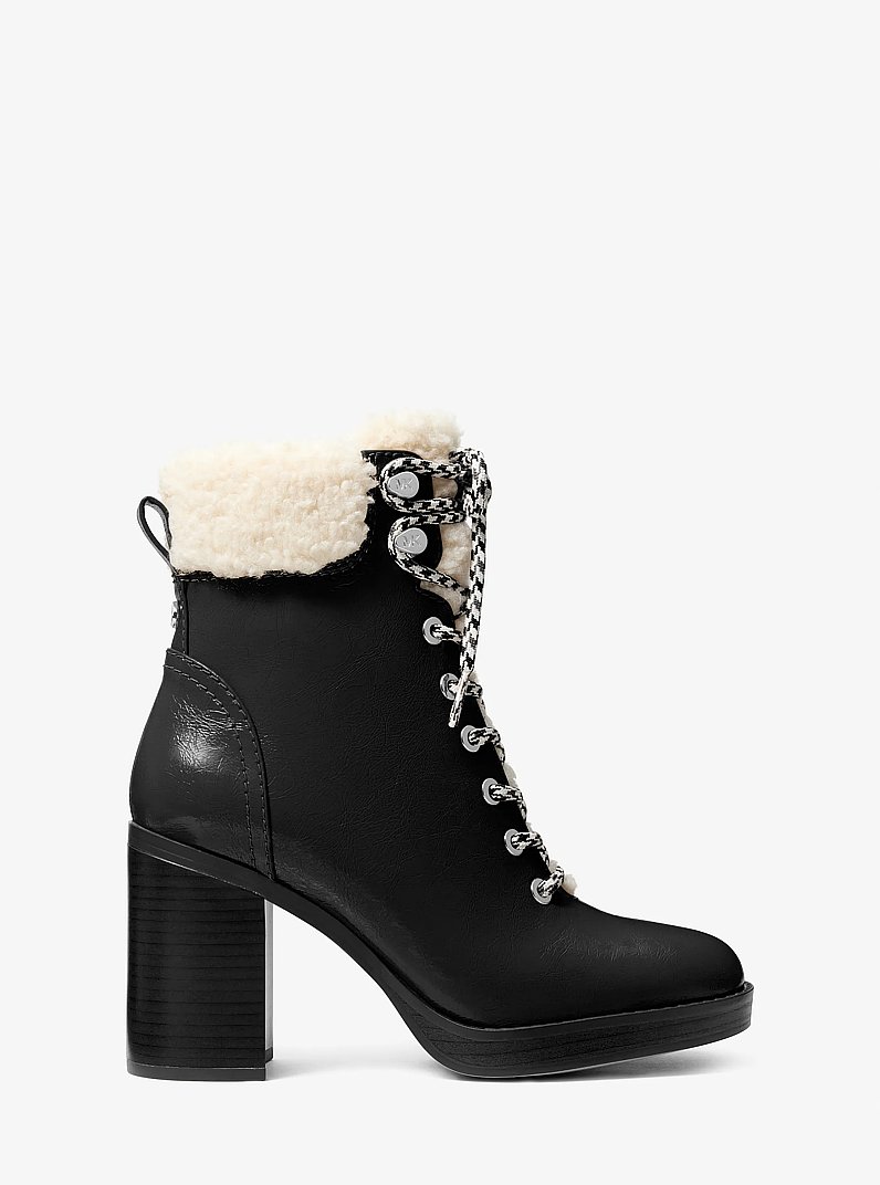 Bota Lacy de imitaci&oacute;n de piel de oveja con tac&oacute;n de bloque in NEGRO | Michael Kors