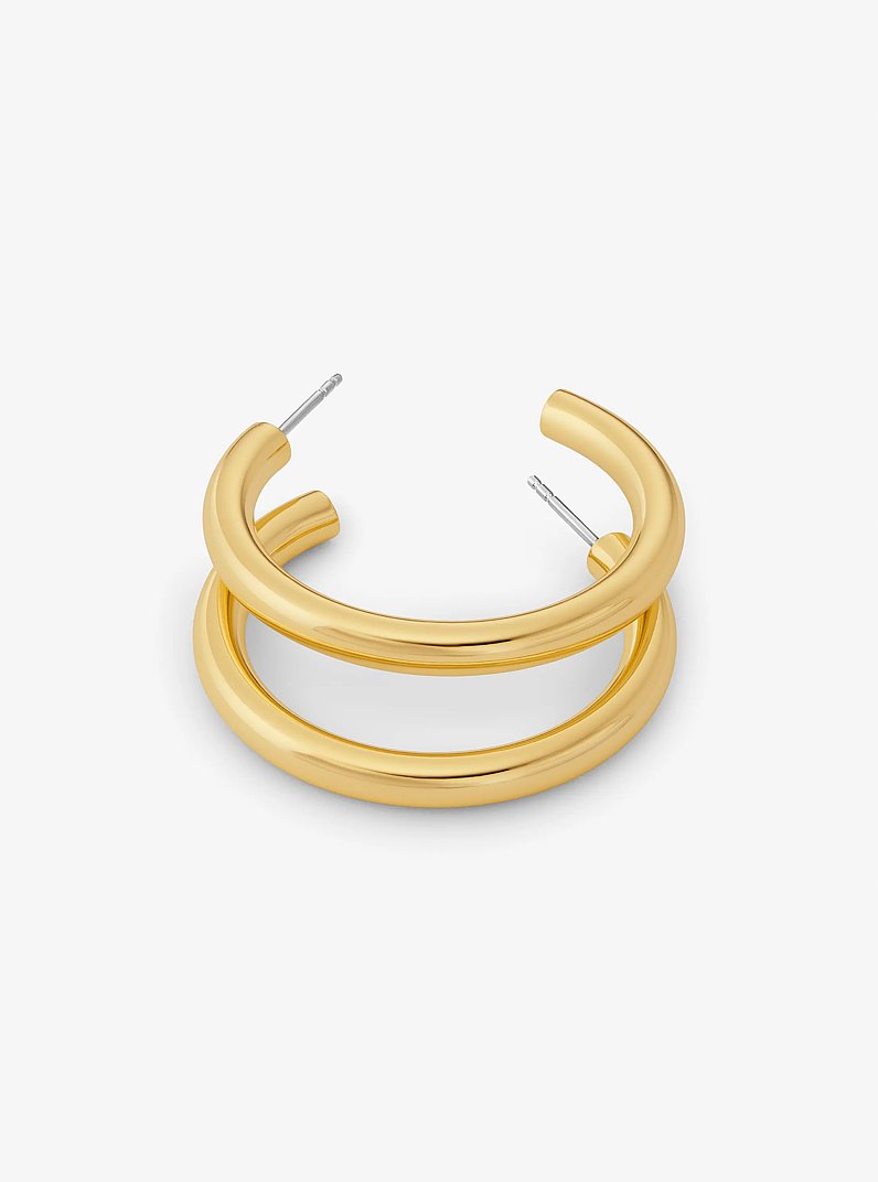 Precious Metal-Plated Brass Small Hoop Earrings in GOLD | Michael Kors