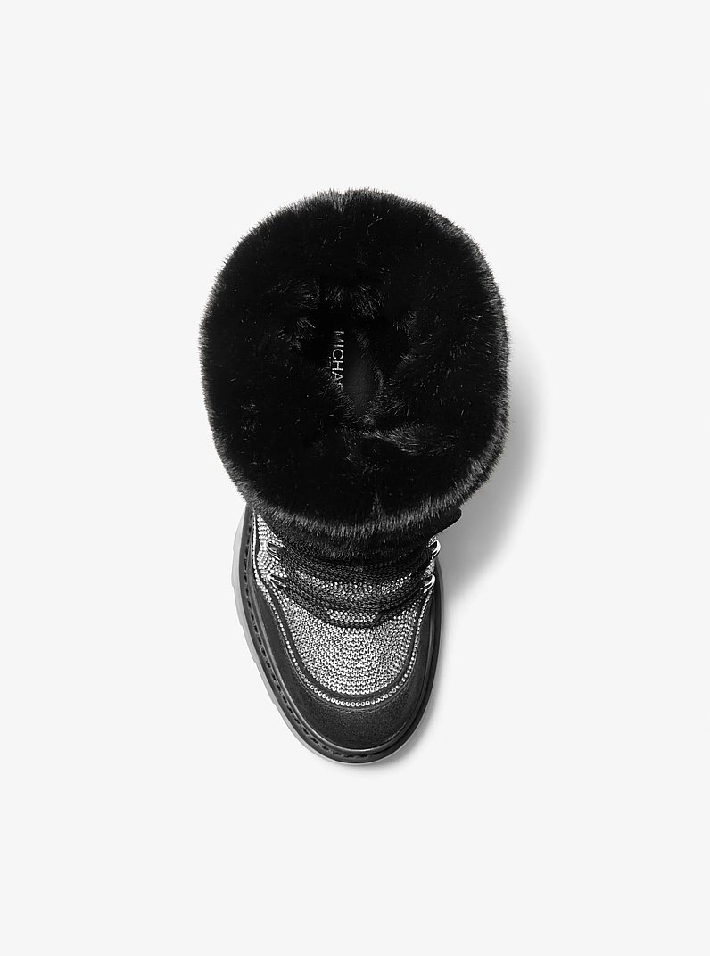 Shiloh Embellished Mixed-Media Boot in BLACK | Michael Kors