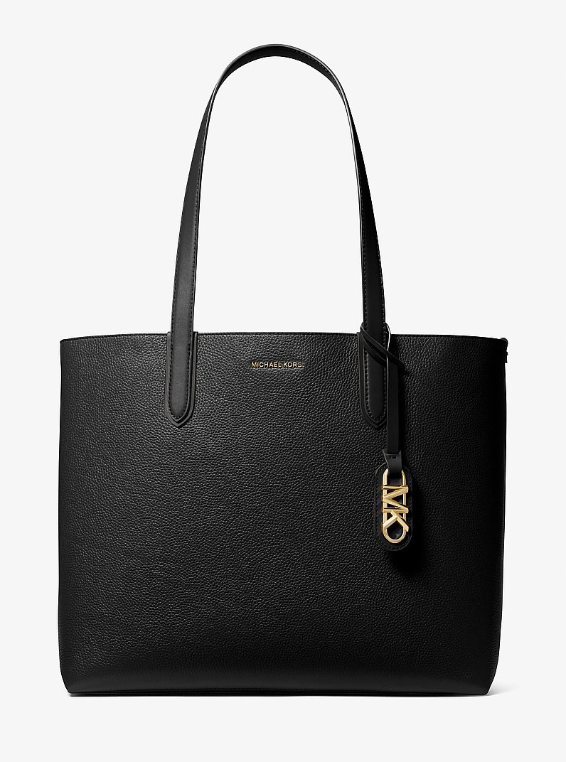 Eliza Extra-Large Pebbled Leather Reversible Tote Bag in BLACK | Michael Kors