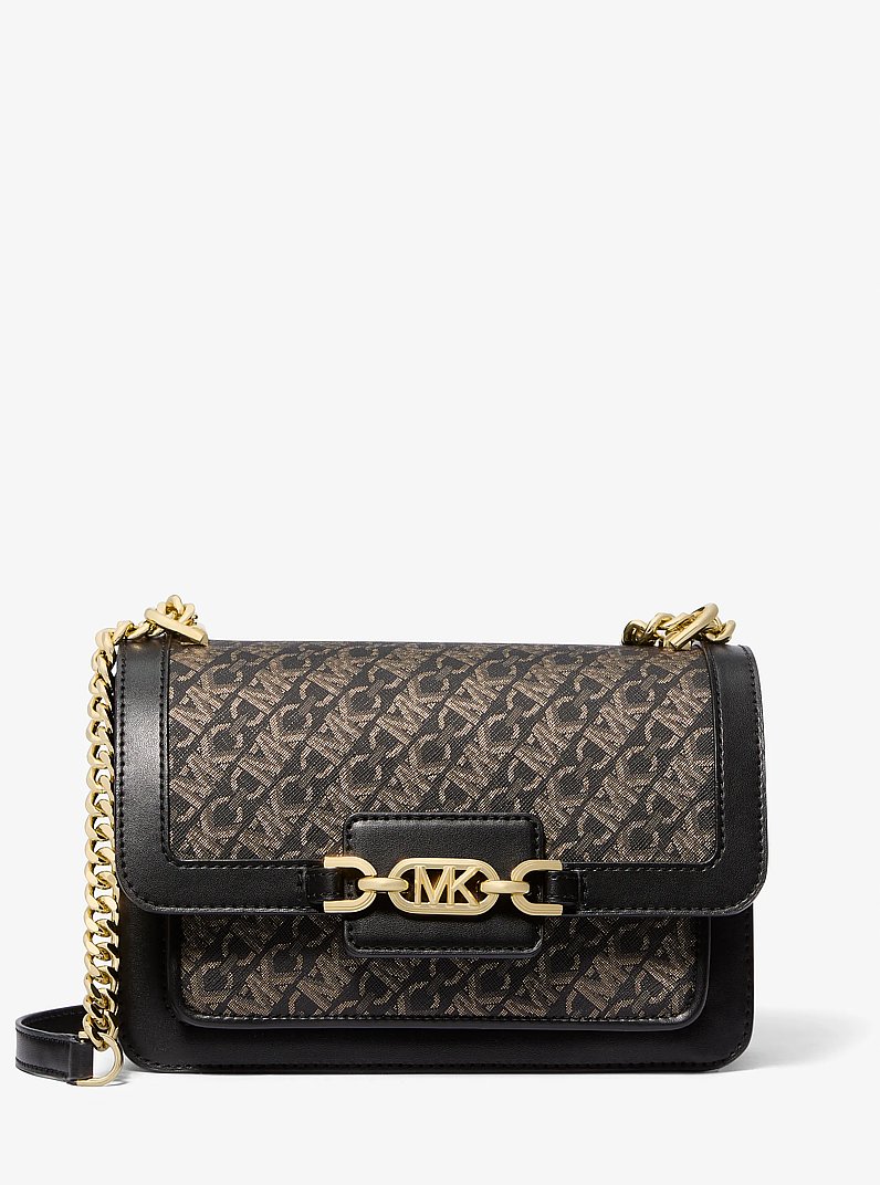 Heather Large Metallic Empire Monogram Shoulder Bag