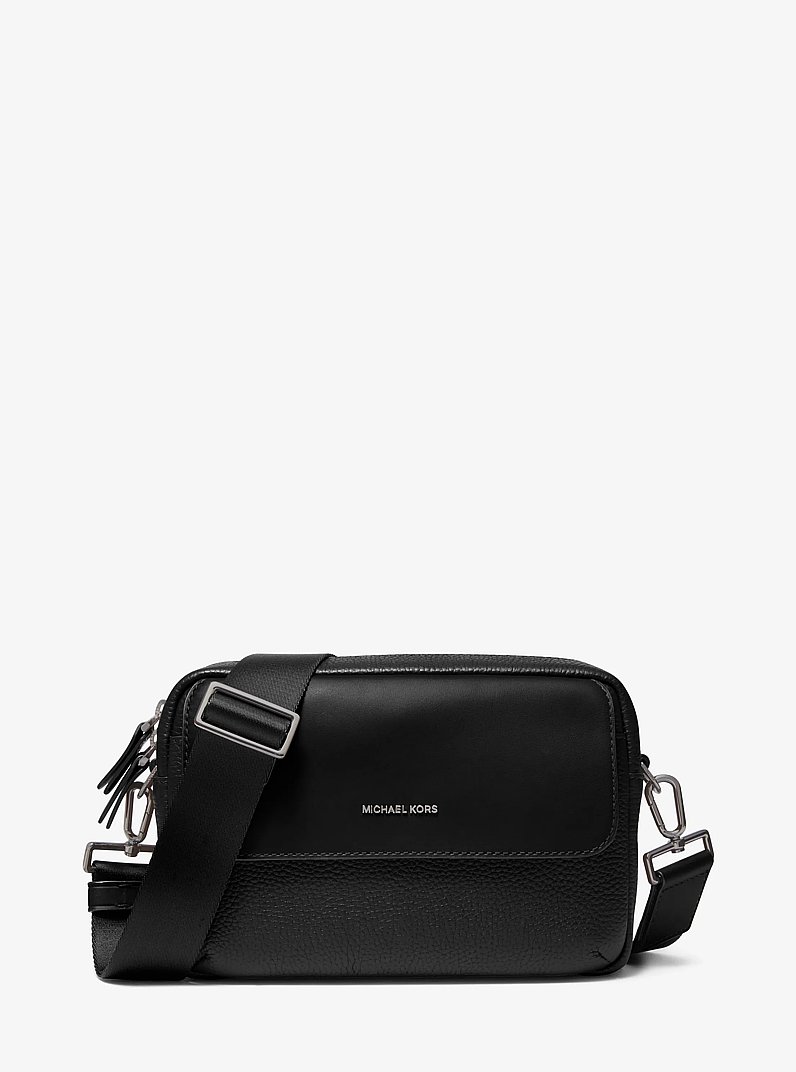 Hudson Pebbled Leather Crossbody Bag in BLACK | Michael Kors