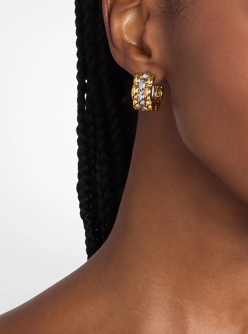 Two-Tone 3-Link Huggie Earrings in TWO TONE | Michael Kors