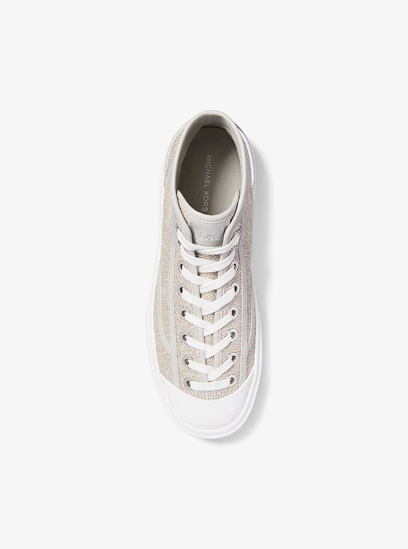 Jude Cotton Blend High-Top Sneaker in SILVER | Michael Kors