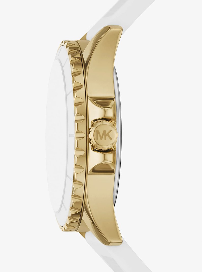 Oversized Everest Gold-Tone and Silicone Watch in OPTIC WHITE | Michael Kors