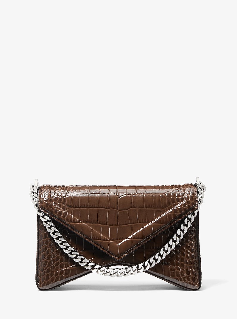 Manhatta Medium Crocodile Embossed Patent Leather Bag