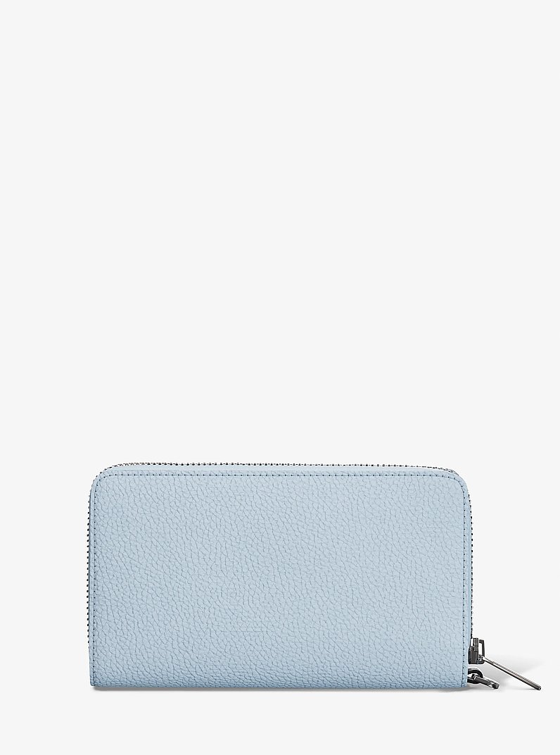 Jet Set Large Pebbled Leather Smartphone Wallet in PALE BLUE | Michael Kors