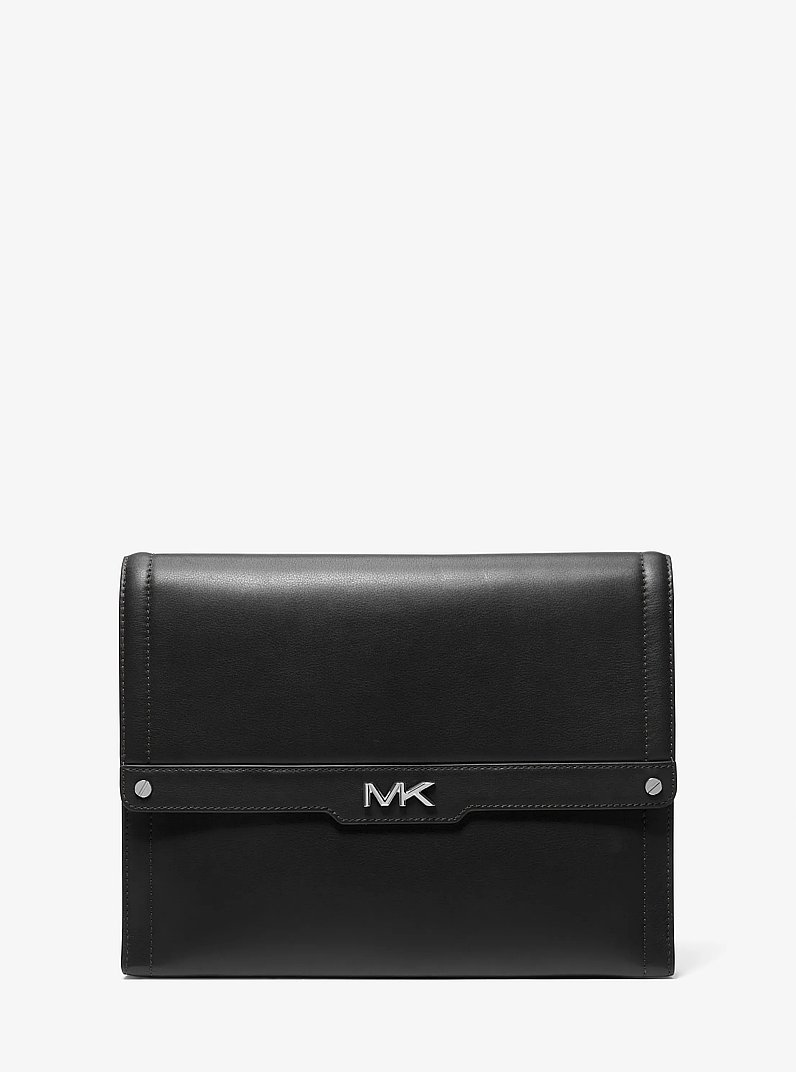 Portadocumentos Varick de piel in NEGRO | Michael Kors