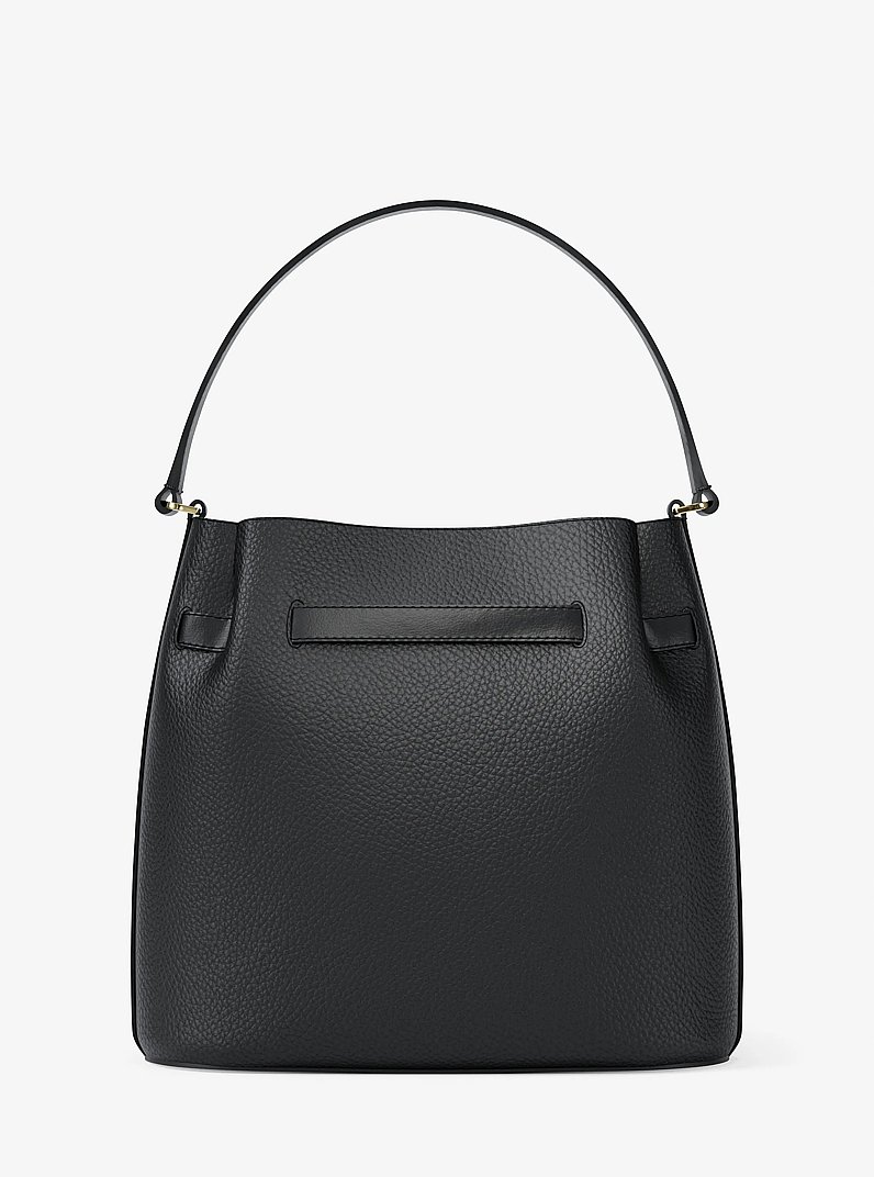Carson Medium Pebbled Leather Convertible Bucket Crossbody Bag in BLACK | Michael Kors