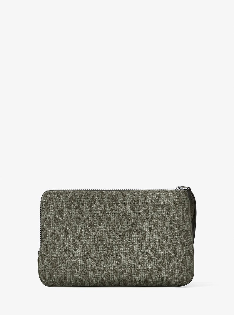 Jet Set Travel Small Signature Logo Wristlet in OLIVE | Michael Kors