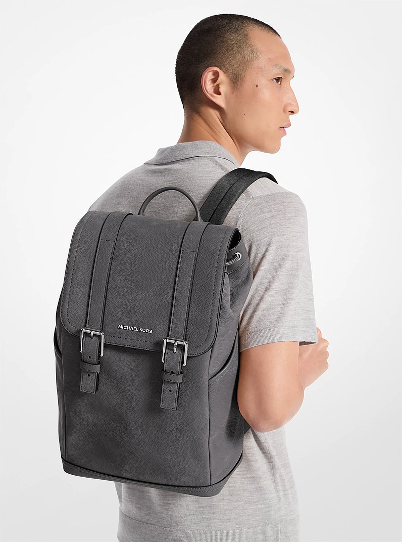 Hudson Medium Pebbled Leather Backpack in SLATE | Michael Kors