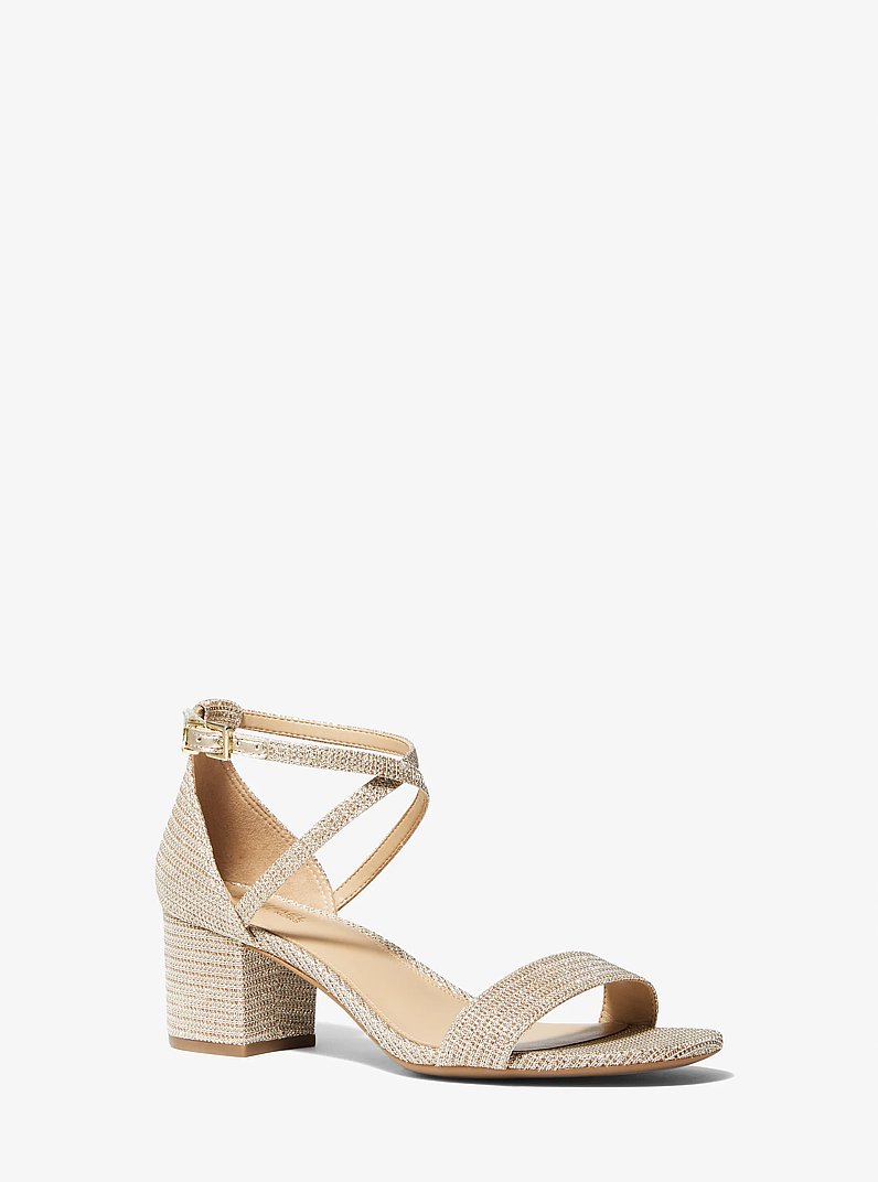 Serena Flex Glitter Chain-Mesh Sandal in PALE GOLD | Michael Kors