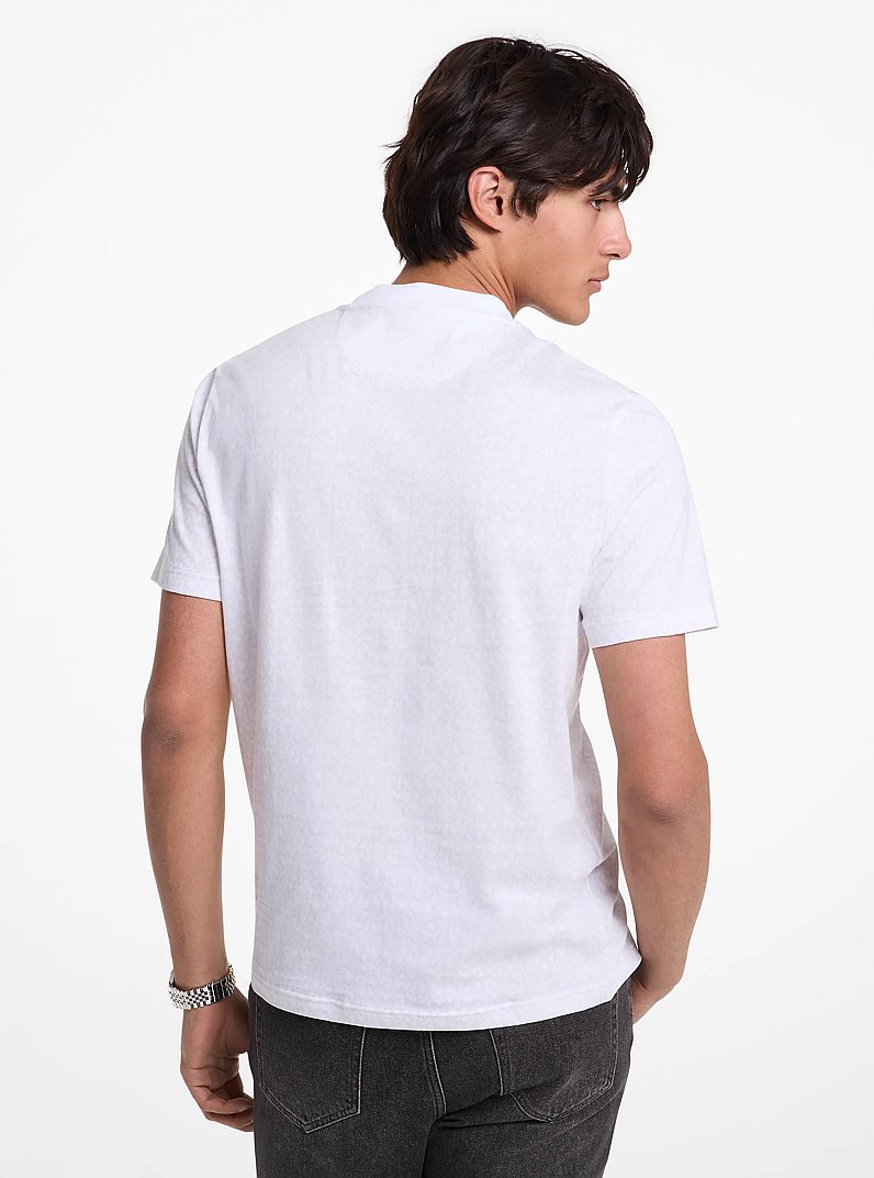 T-Shirt aus Baumwoll-Jersey mit Signature-Logomuster in WEISS | Michael Kors