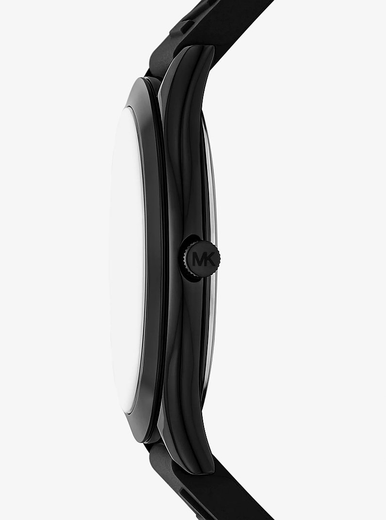 Oversized Aspyn Stainless Steel and Silicone Strap Watch in BLACK | Michael Kors