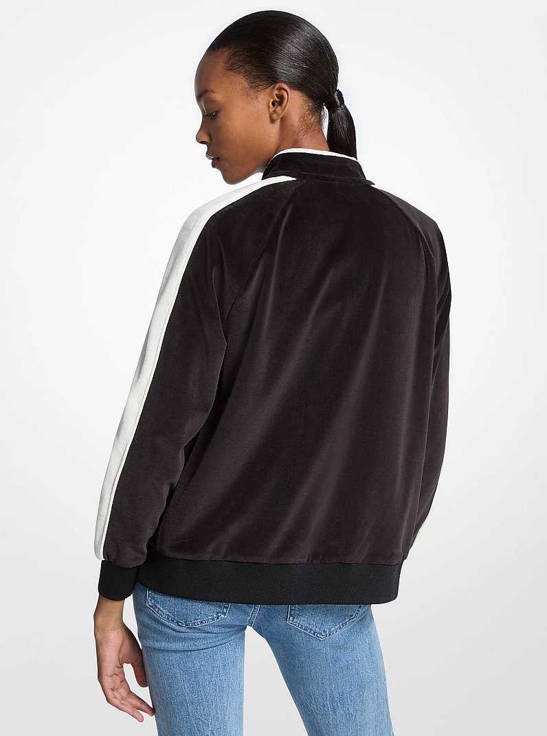 Striped Velour Zip-Up Jacket in BLACK - Sale | Michael Kors [US]