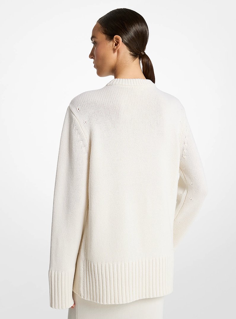Pull surdimensionn&eacute; en cachemire in BLANC OPTIQUE | Michael Kors