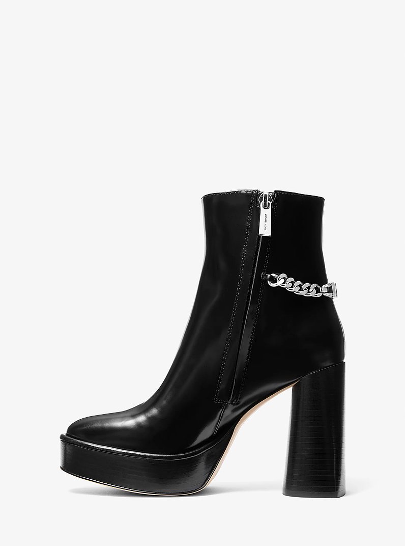 Carlisle Leather Platform Boot in BLACK | Michael Kors
