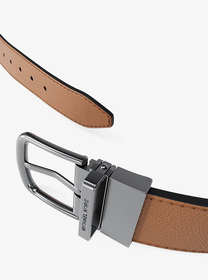 Pebbled Leather Belt in LUGGAGE/BLACK | Michael Kors