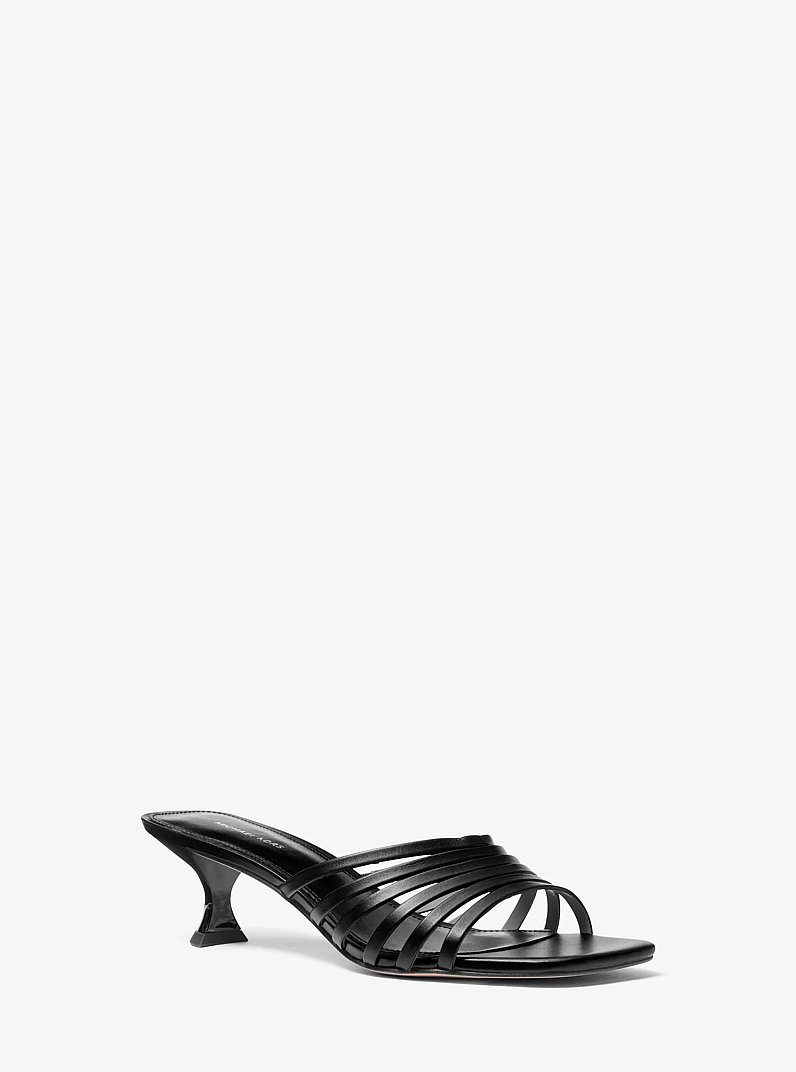 Haisley Leather Kitten Sandal in BLACK | Michael Kors