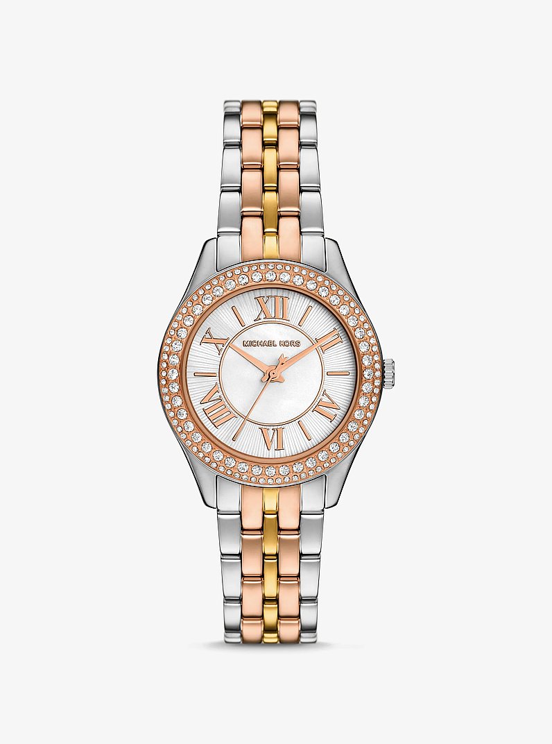 Mini Harlowe Pav&eacute; Tri-Tone Watch in TRI TONE | Michael Kors