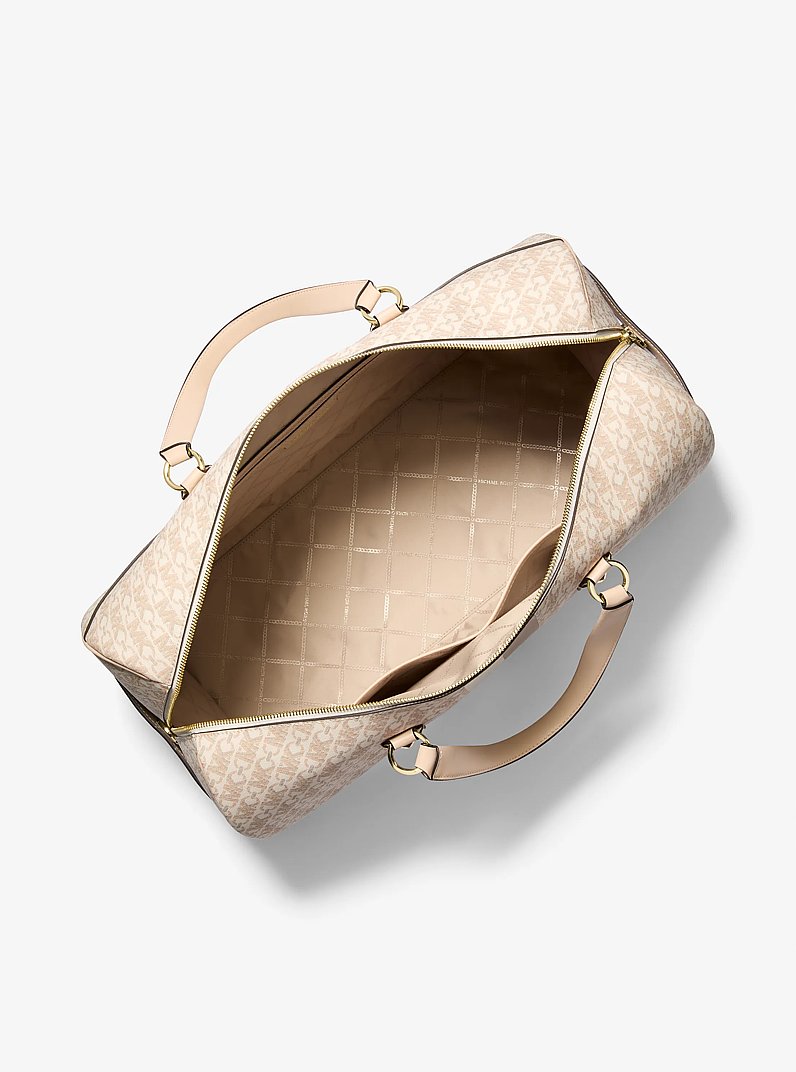 Grayson Extra-Large Empire Signature Logo Stripe Weekender Bag in VANILLA | Michael Kors
