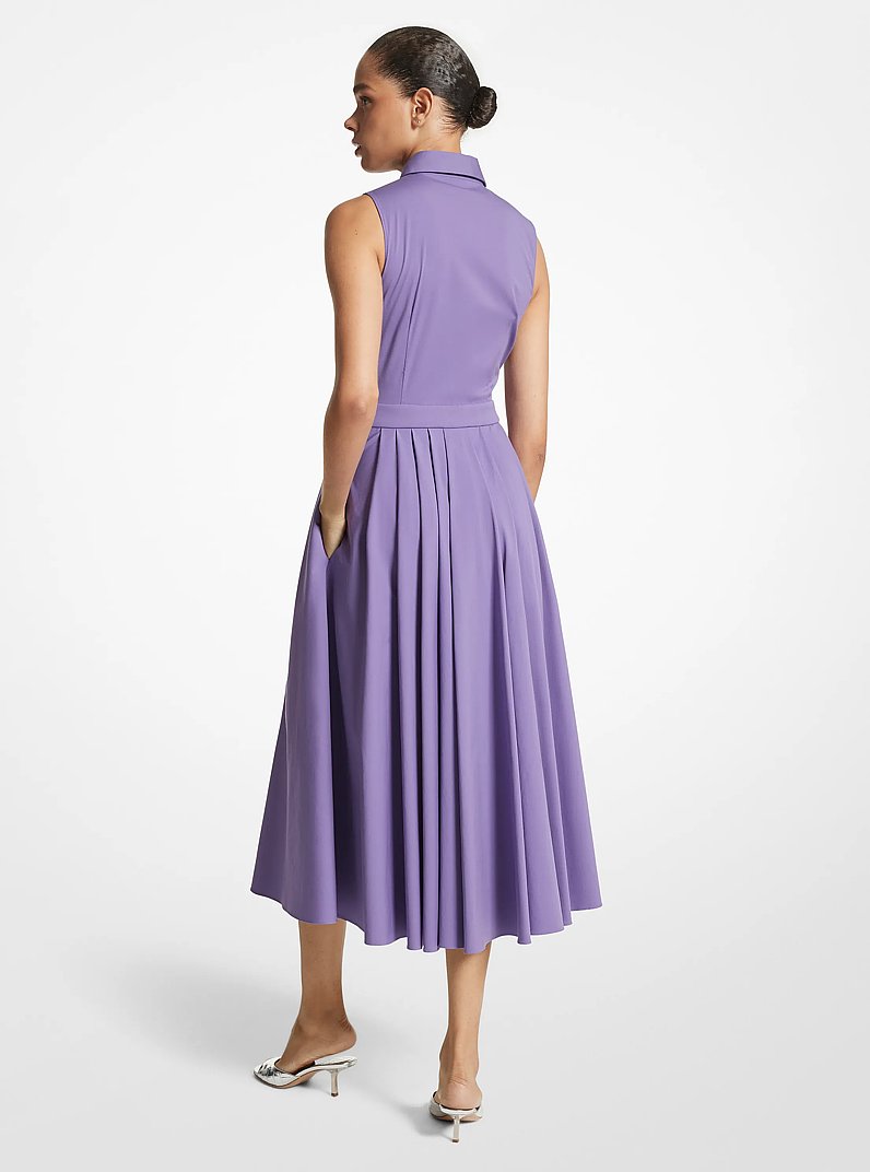 Robe chemise sans manches en popeline de coton biologique extensible in VIOLET | Michael Kors