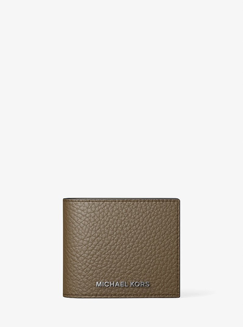 Hudson Pebbled Leather Billfold Wallet in LODEN | Michael Kors