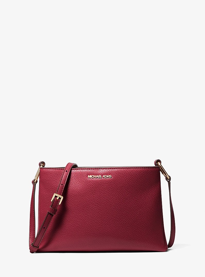 Trisha Medium Pebbled Leather Crossbody Bag in CHERRY | Michael Kors
