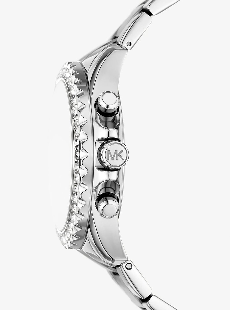 Oversized Everest Pav&eacute; Silver-Tone Watch in SILVER | Michael Kors